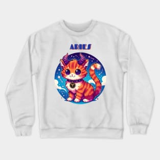 Aries Zodiac Cat Crewneck Sweatshirt